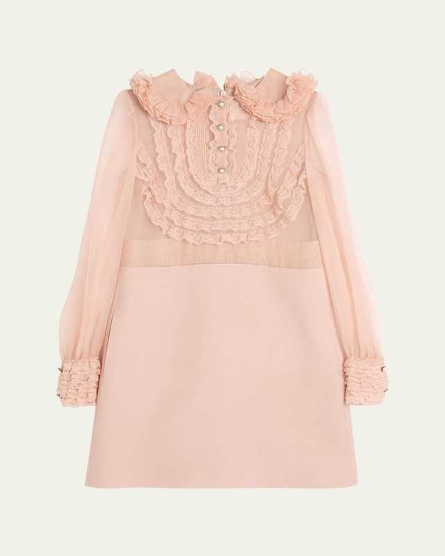 Peter Pan Collared Ruffle Bib Mini Dress